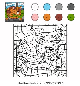 Game for children: color by number (sleeping cat) 