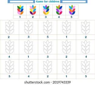 A game for children. Color the unpainted shapes using the reference. Development of attention, memory, thinking