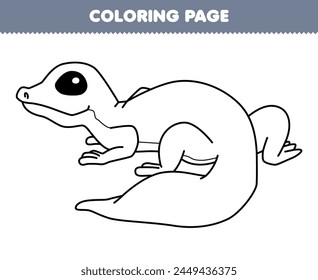 Game for children coloring page of cute gecko line art printable pet worksheet