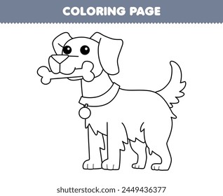 Juego para niños para colorear página de lindas mordeduras de perro línea ósea arte imprimible hoja de trabajo para mascotas