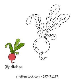 Game for children: connect the dots (radishes)