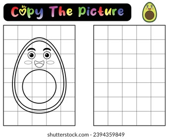 game for children. copy the picture. Copy the picture. Coloring book pages for kids. Education developing worksheet. Handwriting practice. Funny character. Cute cartoon vector illustration.