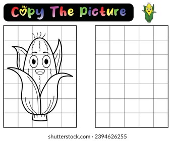 game for children. copy the picture. Copy the picture. Coloring book pages for kids. Education developing worksheet. Handwriting practice. Funny character. Cute cartoon vector illustration.