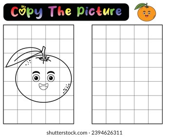 game for children. copy the picture. Copy the picture. Coloring book pages for kids. Education developing worksheet. Handwriting practice. Funny character. Cute cartoon vector illustration.
