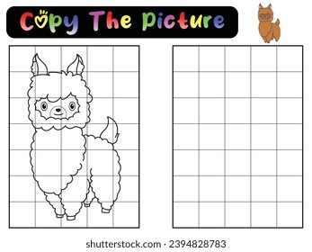 game for children. copy the picture. Copy the picture. Coloring book pages for kids. Education developing worksheet. Handwriting practice. Funny character. Cute cartoon vector illustration.