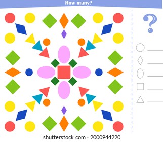 A game for children. Count all the indicated shapes in this pattern.