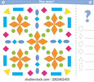 A game for children. Count all the indicated shapes in this pattern.