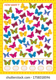 Game for children. count how many butterflies