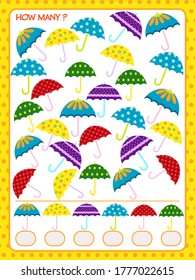 A game for children. count how many umbrellas