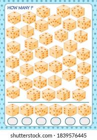 Un juego para los niños. cuenta cuántos cubos. desarrollo de la atención