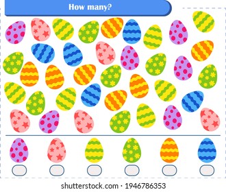 Un juego para los niños. contar cuántos huevos de Pascua