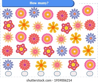 A game for children. count how many flowers