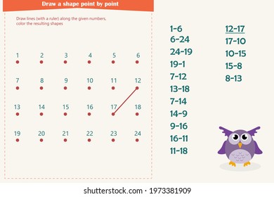 A game for children. Draw straight lines (with a ruler) along the given numbers, color the resulting shape