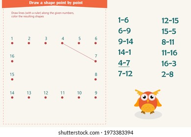 A game for children. Draw straight lines (with a ruler) along the given numbers, color the resulting shape