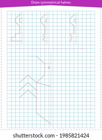A game for children. Draw symmetrical halves