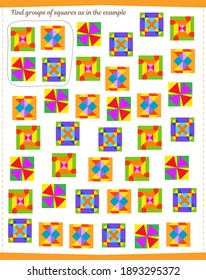 A game for children. Find all groups of patterns specified in the sample