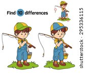 Game for children: find differences (little boy fisher)