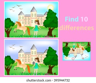 Game for children: find differences (little Princess )