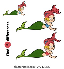 Game for children: find differences (Mermaid and seashell)