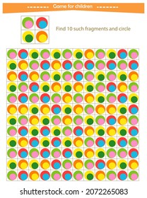 A game for children. Find the shapes shown in the sample. Development of attention, thinking