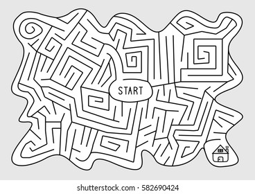 Game for children. Find way go to home.