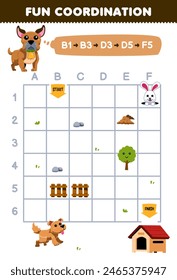 Game for children fun coordination help the dog move to the kennel pet worksheet
