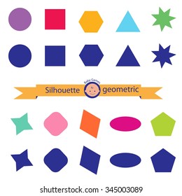 A game for children. Geometric shape and their shadows. Find the right silhouette.