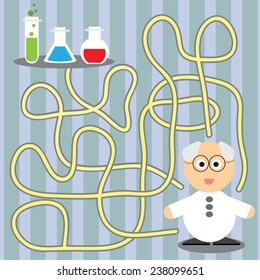 Game for children - helping scientist to choose the right path to the flask