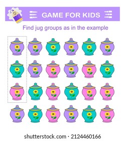 A game for children. Fınd jug groups as ın the example. Attention tasks for children.
