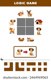 Game for children logic puzzle build the road for puppy move to the dog pet worksheet
