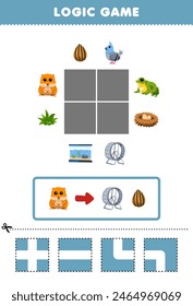 Game for children logic puzzle build the road for hamster move to the wheel and seed pet worksheet