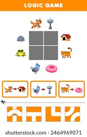 Game for children logic puzzle build the road for animals move to the right stuff pet worksheet