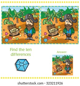 Game for children - pirate - find ten differences