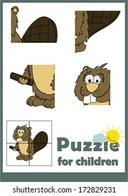 Game for children - puzzle - beaver (vector) 
