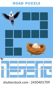 Game for children road puzzle help cute bird move to the nest printable pet worksheet