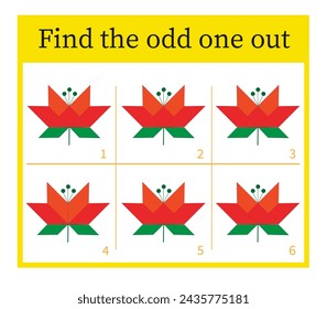 Game for children. Task for development of attention and logic. Cartoon flower. 