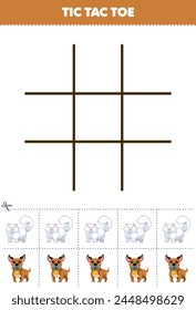 Juego para niños tic tac toe set con lindo gato y perro imagen imprimible hoja de trabajo para mascotas