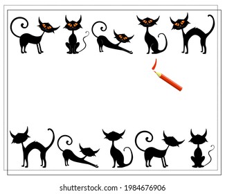 a game for children where whose shadow, black cat, Halloween. vector isolated on a white background.