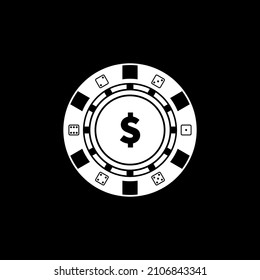 Game chip casino. Gambling chips (poker, roulette). Isolated vector illustration on black background.