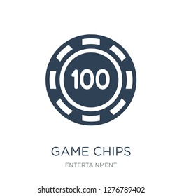 game chips icon vector on white background, game chips trendy filled icons from Entertainment collection, game chips vector illustration