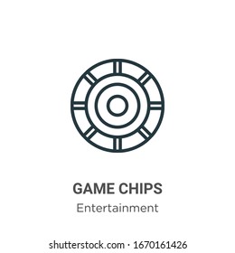 Game chips outline vector icon. Thin line black game chips icon, flat vector simple element illustration from editable entertainment concept isolated stroke on white background