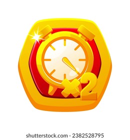 Game clock or time icon. Double or add the time icon. Vector graphic user interface element for mobile app.