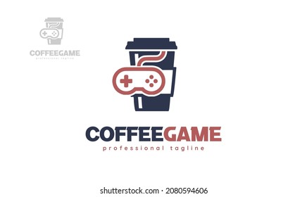 Game coffee logo design. vector