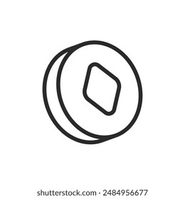 Moneda de juego, icono de estilo lineal. Ancho de trazo editable