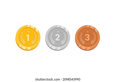 Game coins set. Rank medals for game