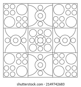 Game coloring dots from 3x3 square shapes. Easy coloring Page. Digital detox. Anti stress. EPS8 #549