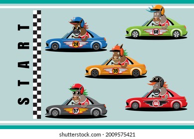 In game competition continue player used high speed car for win in racing game. competition e-sport car racing. Vector illustration in 3d style design