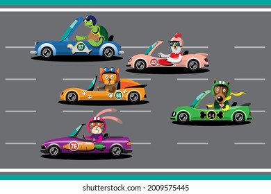 In game competition continue player used high speed car for win in racing game. competition e-sport car racing. Vector illustration in 3d style design