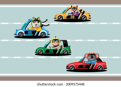 In game competition continue player used high speed car for win in racing game. competition e-sport car racing. Vector illustration in 3d style design