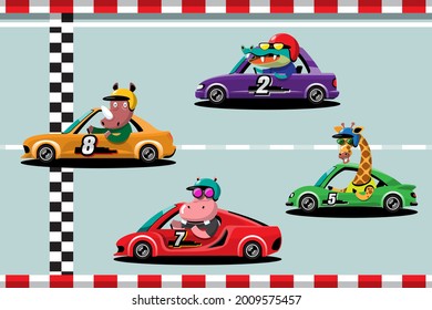 In game competition continue player used high speed car for win in racing game. competition e-sport car racing. Vector illustration in 3d style design